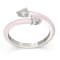 Pink Enamel and Lab Diamond Open Ring In Sterling Silver