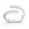 Pink Enamel and Lab Diamond Open Ring In Sterling Silver