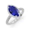 Marquise Blue Sapphire and White Lab Grown Diamond 14K White Gold Ring.