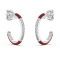 Red Enamel and Lab Grown Diamonds Hoop Earrings In Sterling Silver