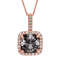 Black Diamond Round White Diamond Halo Pendant With Chain In 14k Rose
Gold 2.78ctw Cushion Shape
