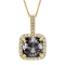 Black Diamond Round White Diamond Halo Pendant With Chain In 14k Yellow
Gold 2.78ctw Cushion Shape