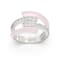 Pink Enamel and Lab Diamond Wrap Ring In Sterling Silver