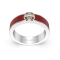 Red Enamel and Lab Diamond Ring In Sterling Silver