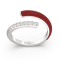 Red Enamel and Lab Diamond Open Ring In Sterling Silver