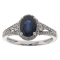 Gin and Grace 10K White Gold Natural Blue Sapphire Ring with Real Diamonds
