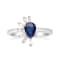 Gin & Grace 14K White Gold Real Diamond Ring (I1) with Blue Sapphire