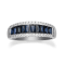 Gin and Grace 10K White Gold Natural Blue Sapphire Ring with Real Diamonds