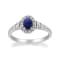 Gin and Grace 14K White Gold Natural Blue Sapphire Ring with Real Diamonds