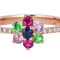 Gin & Grace 14K Rose Gold Real Diamond Ring (I1) with Natural Multi Sapphire