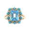 Gin and Grace 14K White Gold Natural Swiss Blue Topaz and Turquoise Ring
with Real Diamonds