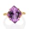 Gin & Grace 14K Yellow Gold Real Diamond Ring (I1) with Genuine Amethyst