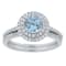Gin & Grace 14K White Gold Aquamarine Halo Ring with Diamond