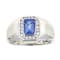 Gin & Grace 10K White Gold Real Diamond Ring (I1) with Genuine Tanzanite