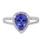 Gin & Grace 14K White Gold Real Diamond Ring (I1) with Genuine Tanzanite