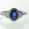 Gin and Grace 14K White Gold Natural Blue Sapphire Ring with Real Diamonds