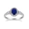 Gin and Grace 14K White Gold Natural Blue Sapphire Ring with Real Diamonds