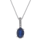 Gin and Grace 10K White Gold Blue Sapphire Pendant with Diamonds
