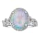 Gin & Grace 14K White Gold Real Diamond Ring (I1) with Natural Opal