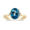 Gin & Grace 10K Yellow Gold Real Diamond Anniversary Ring (I1) with
Natural London Blue Topaz
