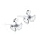 Sterling Silver Propeller Stud Earrings with Blue CZ Accents.