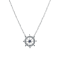 Sterling Silver Ship's Wheel Necklace with Rolo Chain and Crystal and CZ Accents.