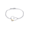 Sterling Silver Large Fishing Hook Heart Rolo Chain Bracelet with Blue
CZ Accent.