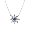 Sterling Silver Sun Necklace with Rolo Chain and Blue CZ Center.