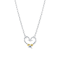 Sterling Silver Small Fishing Hook Heart Necklace with Blue CZ Accent.