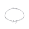 Sterling Silver Anchor Rolo Chain Bracelet with Blue CZ Accent.