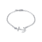 Sterling Silver Anchor Anklet with Blue CZ Accent.
