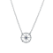 Sterling Silver Compass Rolo Chain Necklace with Crystal and Blue CZ Accents.