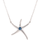 Sterling Silver Starfish Necklace with Rolo Chain and Blue CZ Center.