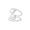 Sterling Silver Fishing Hook Open Design Ring with Blue CZ Accent.