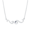 Sterling Silver Wave Necklace with Rolo Chain and Blue CZ Accent.