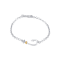 Sterling Silver Fishing Hook Anklet with Blue CZ Accent.