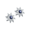 Sterling Silver Sun Stud Earrings with Blue CZ Centers.