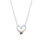 Sterling Silver Large Fishing Hook Heart Necklace with Blue CZ Accent.