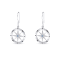 Sterling Silver Compass Dangle Earrings with Blue CZ Accents.