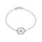 Sterling Silver Compass Rolo Chain Bracelet with Blue CZ Accent.