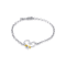Sterling Silver Small Fishing Hook Heart Rolo Chain Bracelet with Blue
CZ Accent.