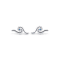 Sterling Silver Wave Stud Earrings with Blue CZ Accents.