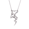 Sterling Silver Shark Silhouette Necklace with Rolo Chain and Blue CZ Accent.