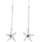 Sterling Silver Starfish Dangle Earrings with Blue CZ Accents.