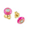 Belle Ciambelle-18K YG studs set with 0.10ctw diamonds and pink topaz doughnut.