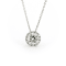 Round Halo with White Center 14K White Gold Pendant with Chain