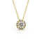 Round Halo with White Center 14K Yellow Gold Pendant with Chain