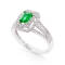 Emerald and White 18K White Gold Double Halo Ring