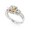 Round and Princess Diamond Ring with Yellow Center 18K White Gold Ring