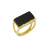 REBL Nova Black Agate 18K Yellow Gold Over Hypoallergenic Steel Ring